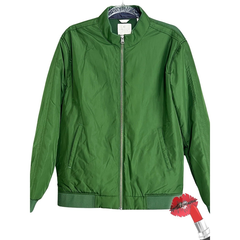 Construct Jacket‎ Men Medium Green Zip Up Bomber Lined Long Sleeve Con.Struct